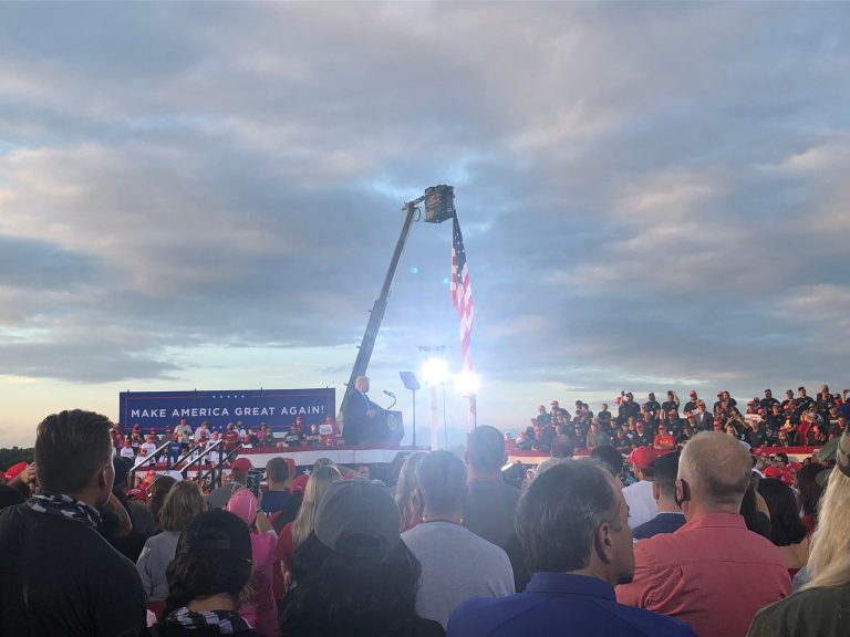 LATROBE â Former president Donald Trump speaks at a rally near the Westmoreland County Regional Airport in September 2020.
