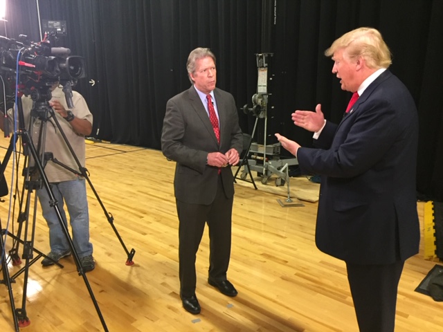 Chief CBS White House Correspondent Major Garrett interviewing then-candidate Donald Trump in 2016.