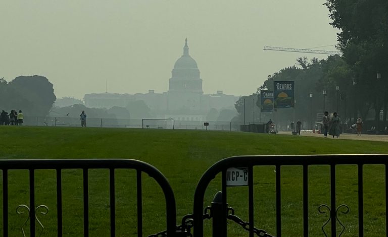DC air quality plummets due to Canadian wildfires The U.S. Capitol Building from the National Mall on June 7, 2023.