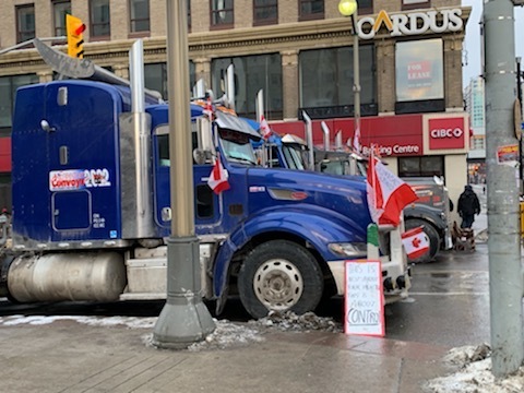 Freedom Convoy 2022 truck line