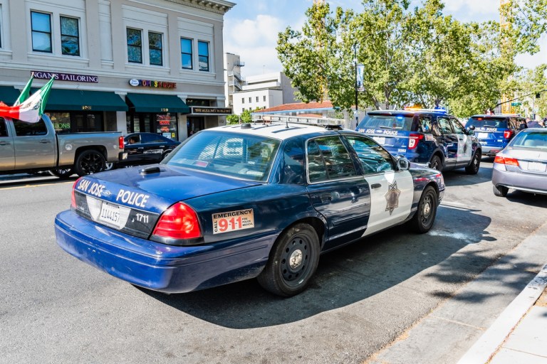 A police car is seen in San Jose, California.