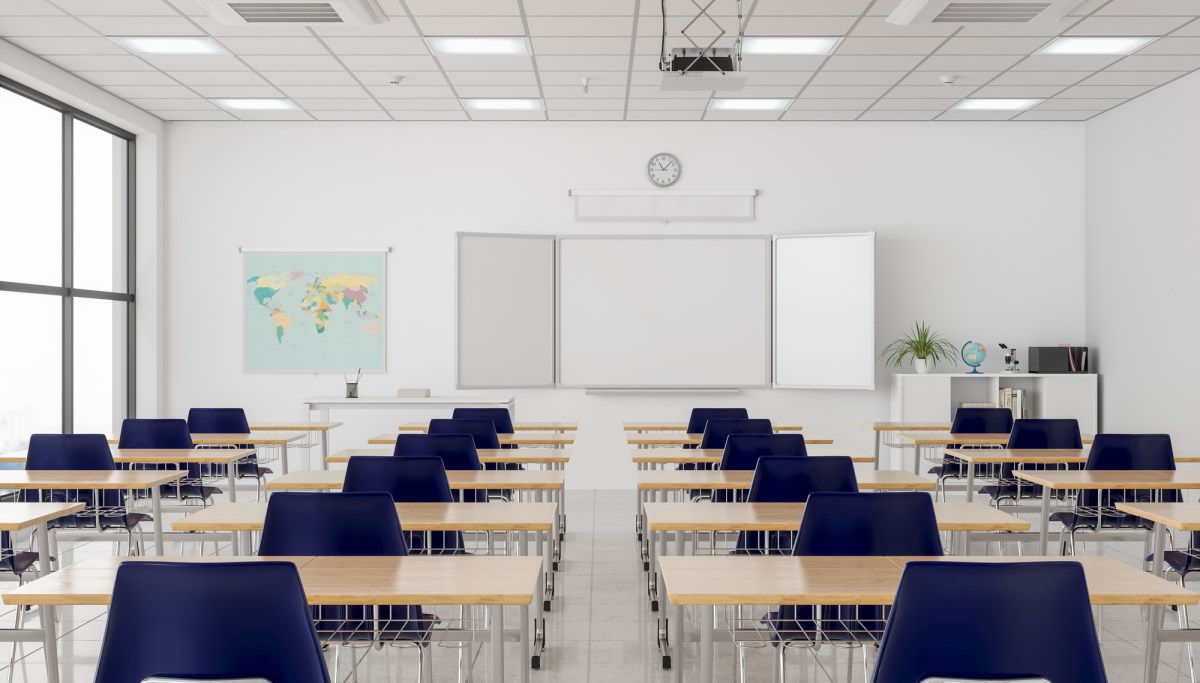 High school classroom decorated with 'f*** the police' poster and other left-wing symbols