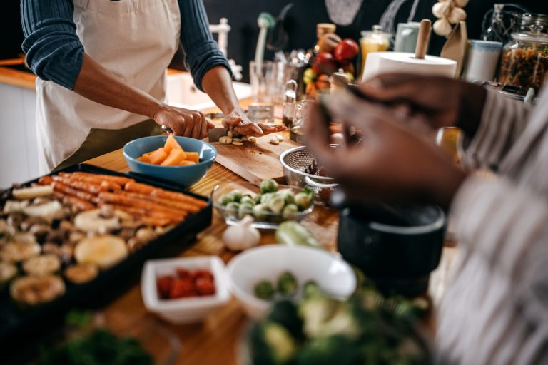 Thanksgiving food being prepared