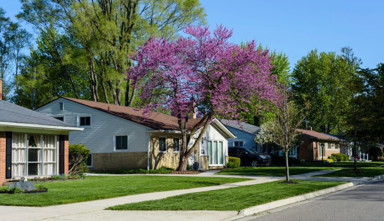 A neighborhood in Rochester, Michigan on May 18, 2016.