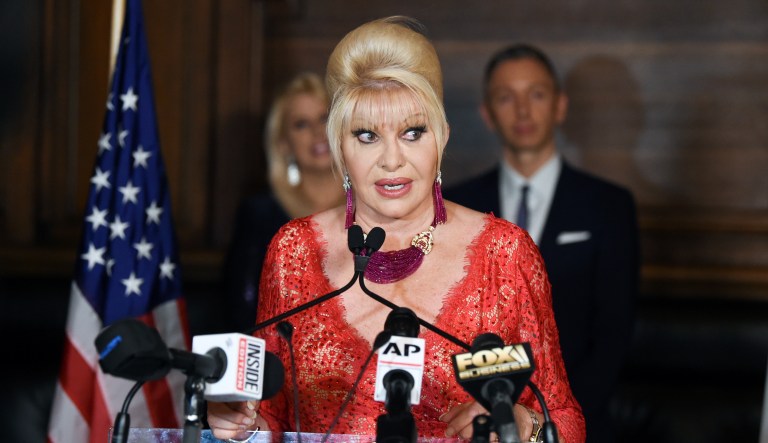 Ivana Trump announces new "Italiano Diet" to stay healthy and fight obesity at the Oak Room at the Plaza Hotel on Wednesday, June 13, 2018, in New York.