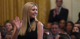 Ivanka Trump, assistant to the president, stands up as she is recognized by President Donald Trump at the 2019 Prison Reform Summit and First Step Act Celebration in the East Room of the White House in Washington, Monday, April 1, 2019.