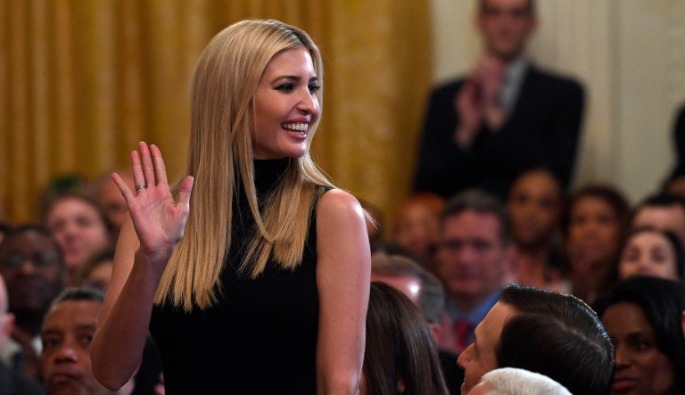 Ivanka Trump, assistant to the president, stands up as she is recognized by President Donald Trump at the 2019 Prison Reform Summit and First Step Act Celebration in the East Room of the White House in Washington, Monday, April 1, 2019.