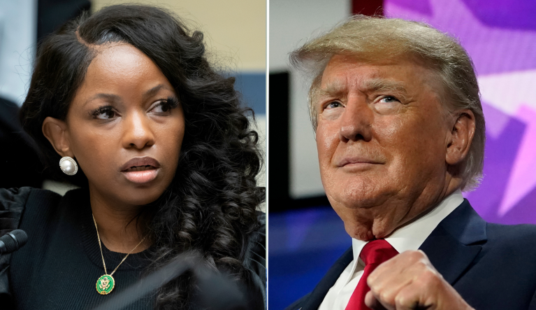 Rep. Jasmine Crockett (D-TX) and former President Donald Trump