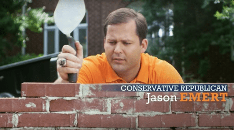 Jason Emert, candidate for Congress, builds a wall in his new ad.