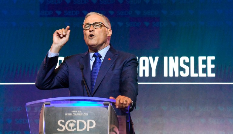 Washington Gov. Jay Inslee addresses the South Carolina Democratic Party convention, Saturday, June 22, 2019 in Columbia, S.C.