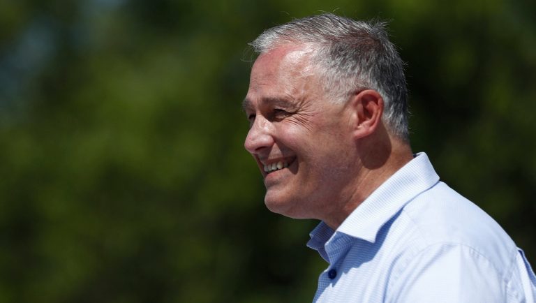 Democratic presidential candidate Washington Gov. Jay Inslee speaks during a news conference at the Everglades Holiday Park, on Monday, June 24, 2019 in Fort Lauderdale, Fla. 
