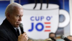‘Go vote for someone else’:  Biden confronted by climate activist he assumes supports Bernie Sanders