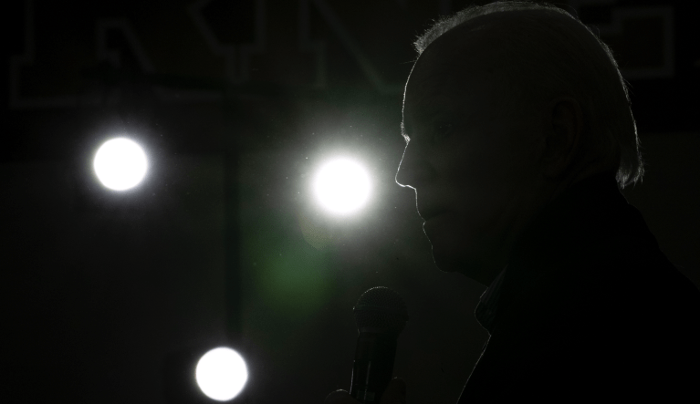 Democratic presidential candidate and former Vice President Joe Biden speaks during a campaign rally, Sunday, Feb. 9, 2020, in Hudson, N.H. (AP Photo/Mary Altaffer)