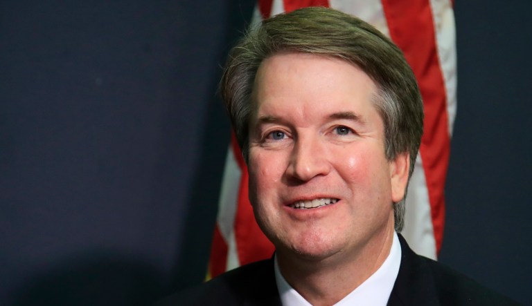 In this July 19, 2018, photo, Supreme Court nominee Brett Kavanaugh glances at reporters during a meeting with Sen. James Lankford, R-Okla., on Capitol Hill in Washington. Kavanaugh has a long record of judicial and executive branch service. Itâs part of what recommends him as President Donald Trumpâs nominee to the Supreme Court. And itâs also part of the problem in getting him confirmed by the Senate. Democrats want to see the conservative appellate court judgeâs lengthy paper trail before they even start casting their votes. The paper chase is turning the vetting process into a political strategy ahead of the November election.