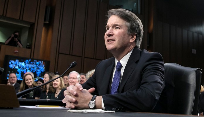 Brett Kavanaugh, President Trump's nominee for the Supreme Court, is pictured at his confirmation hearing on Tuesday.