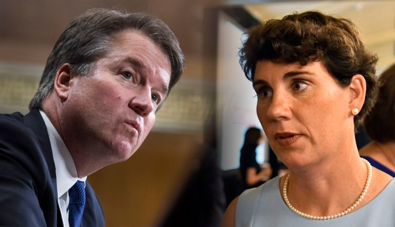 Brett Kavanaugh and Amy McGrath are seen.