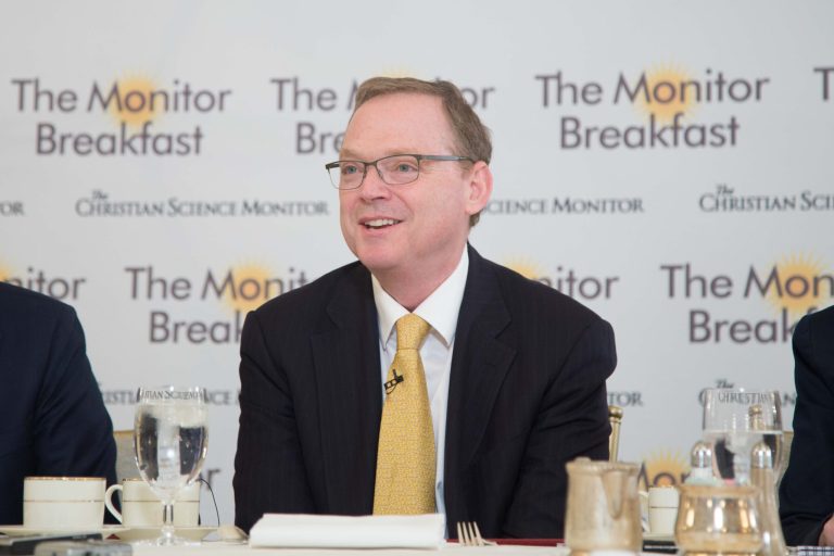 Kevin Hassett, chairman of the president's Council of Economic Advisors and co-author of the Dow 36,000 book, says the market is still heading in that direction. Matt Orlando/The Christian Science Monitor.