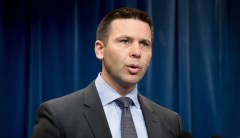 Rock thrower who nearly hit top US border official remains at large