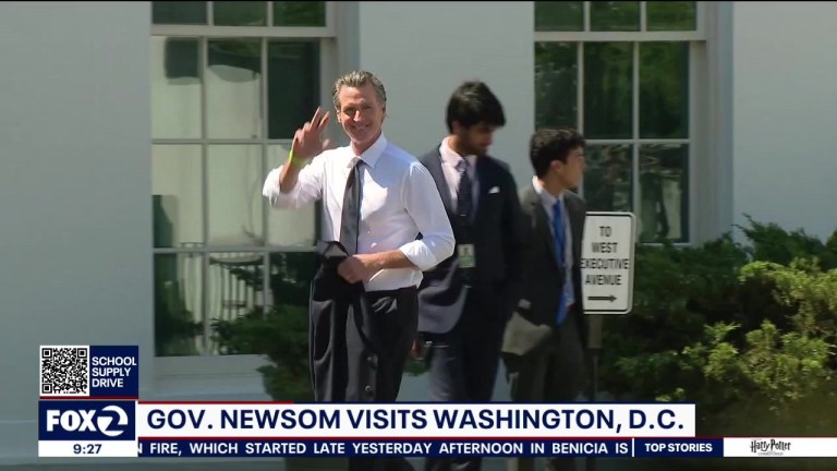 California Gov. Gavin Newsom strolling into the White House while President Joe Biden is out of town. 
