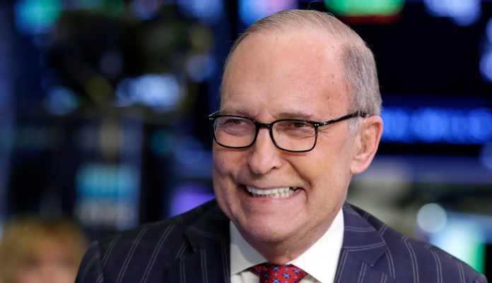 Larry Kudlow, a long-time fixture on the CNBC business news network who previously served in the Reagan administration, is interviewed on the floor of the New York Stock Exchange, Wednesday, March 14, 2018. President Donald Trump has chosen Kudlow to be his top economic aide.