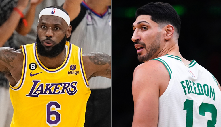 LeBron James and Enes Kanter Freedom are pictured during their NBA careers. 