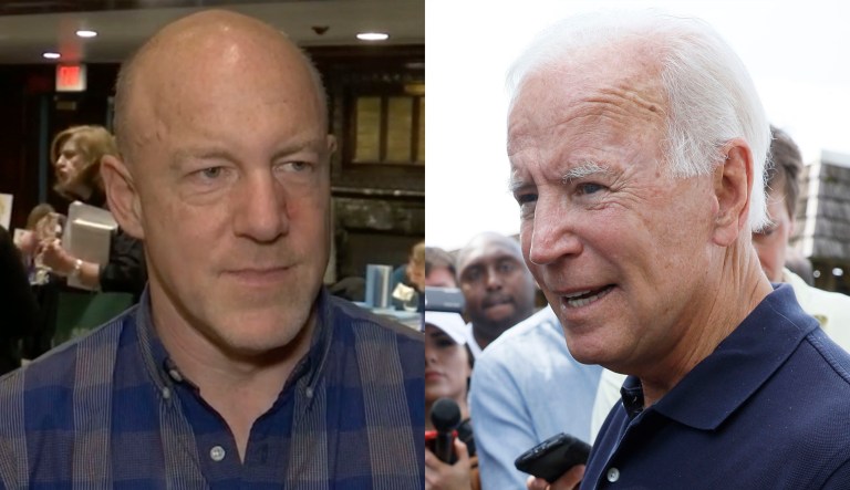 Mark Leibovich and Joe Biden are seen.