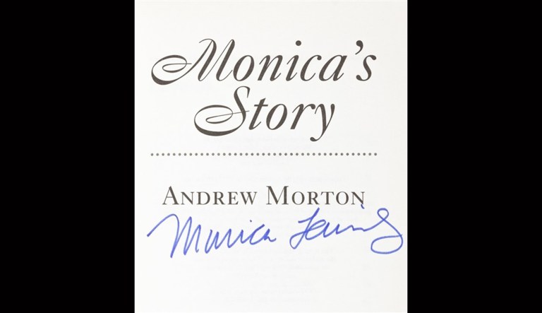 A signed book about Monica Lewinsky sold for more than twice Bill Clinton's book at an auction this week.