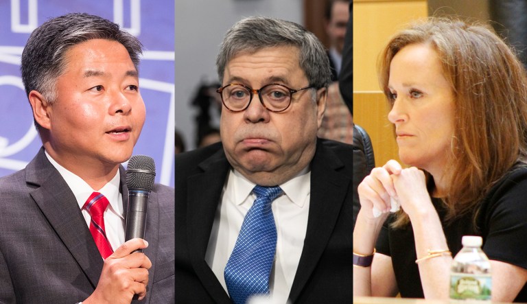 Ted Lieu, William Barr, and Kathleen Rice are shown.