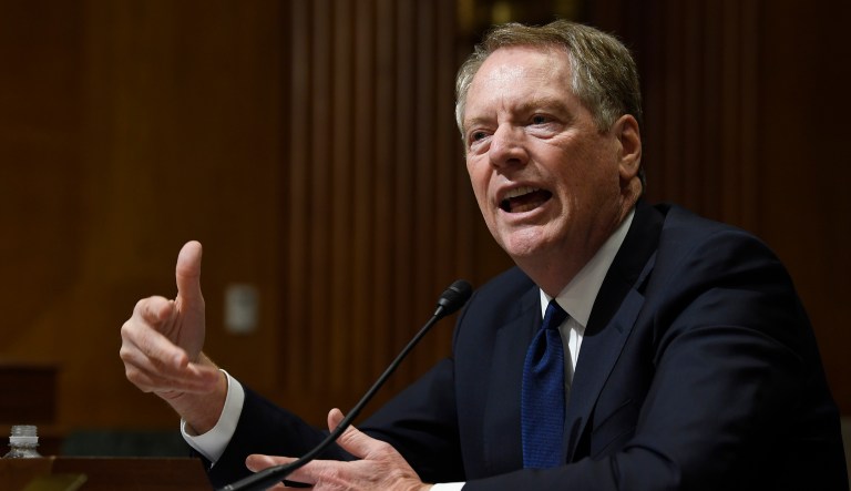 United States Trade Representative Robert Lighthizer testifies before the Senate Finance Committee on Capitol Hill in Washington, Tuesday, June 18, 2019, during a hearing hearing on 'The President's 2019 Trade Policy Agenda and the United States-Mexico-Canada Agreement'.