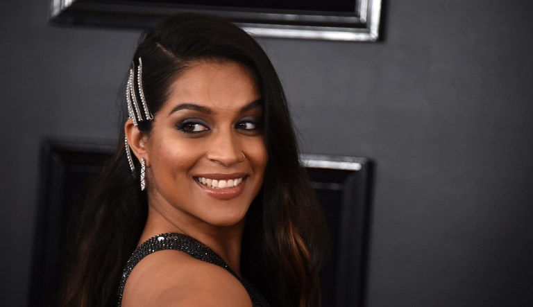 Lilly Singh arrives at the 61st annual Grammy Awards at the Staples Center on Sunday, Feb. 10, 2019, in Los Angeles.