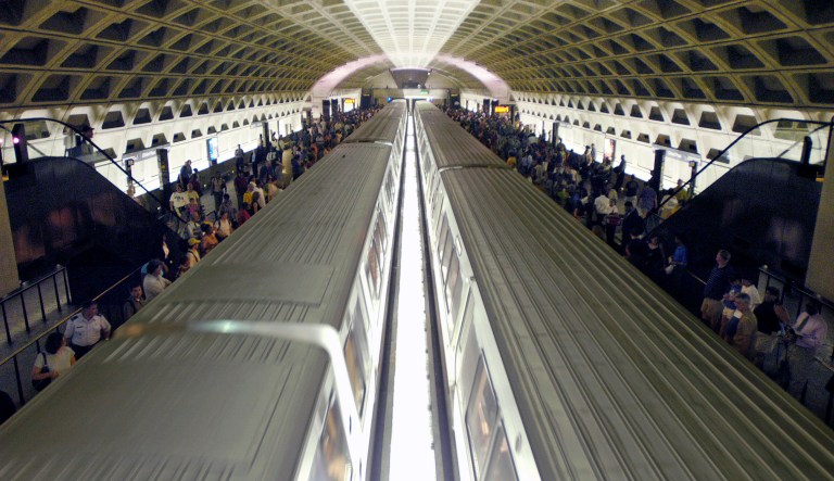 Washington Metro patrons attempt to make the evening commute inside Metro Center Station in Washington, D.C., Wednesday, July 6, 2005.