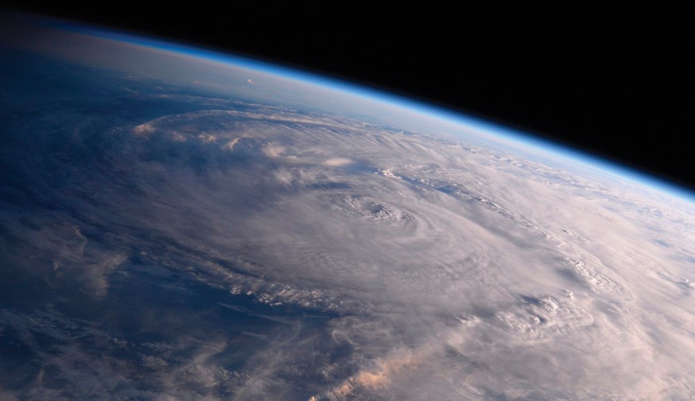 Hurricane Harvey over Texas on Aug. 26, 2017, is seen from the International Space Station. 