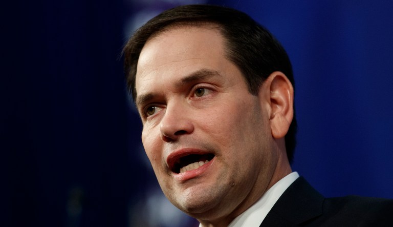 Sen. Marco Rubio, R-Fla., speaks at the Heritage Foundation in Washington, Monday, Feb. 11, 2019, about the crisis in Venezuela.