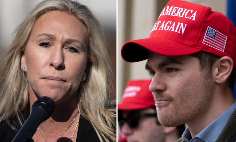 Rep. Marjorie Taylor Greene and Nick Fuentes.