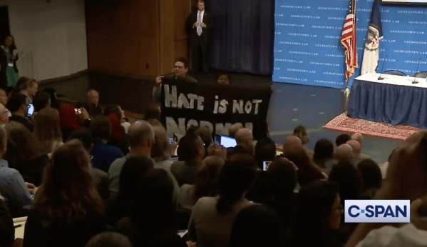 Acting homeland security secretary walks out after protesters repeatedly disrupt remarks