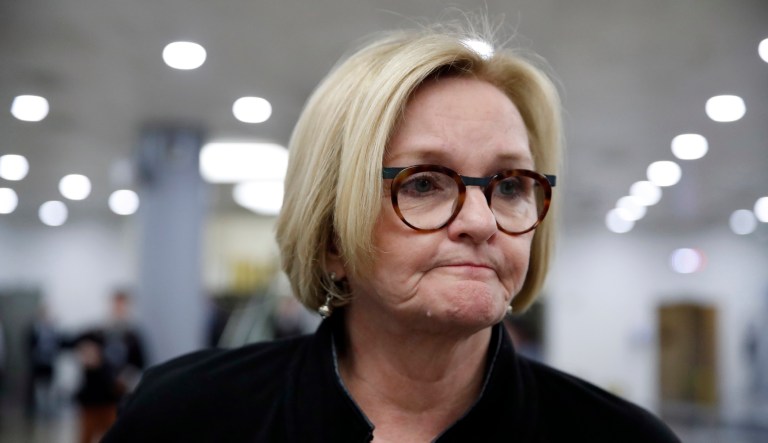 Sen. Claire McCaskill, D-Mo., turns away after speaking with a reporter, as she leaves after a vote on Gina Haspel to be CIA director, on Capitol Hill, Thursday, May 17, 2018 in Washington. The Senate confirmed Haspel as the first female director of the CIA following a difficult nomination process that reopened an emotional debate about brutal interrogation techniques in one of the darkest chapters in the spy agency's history.