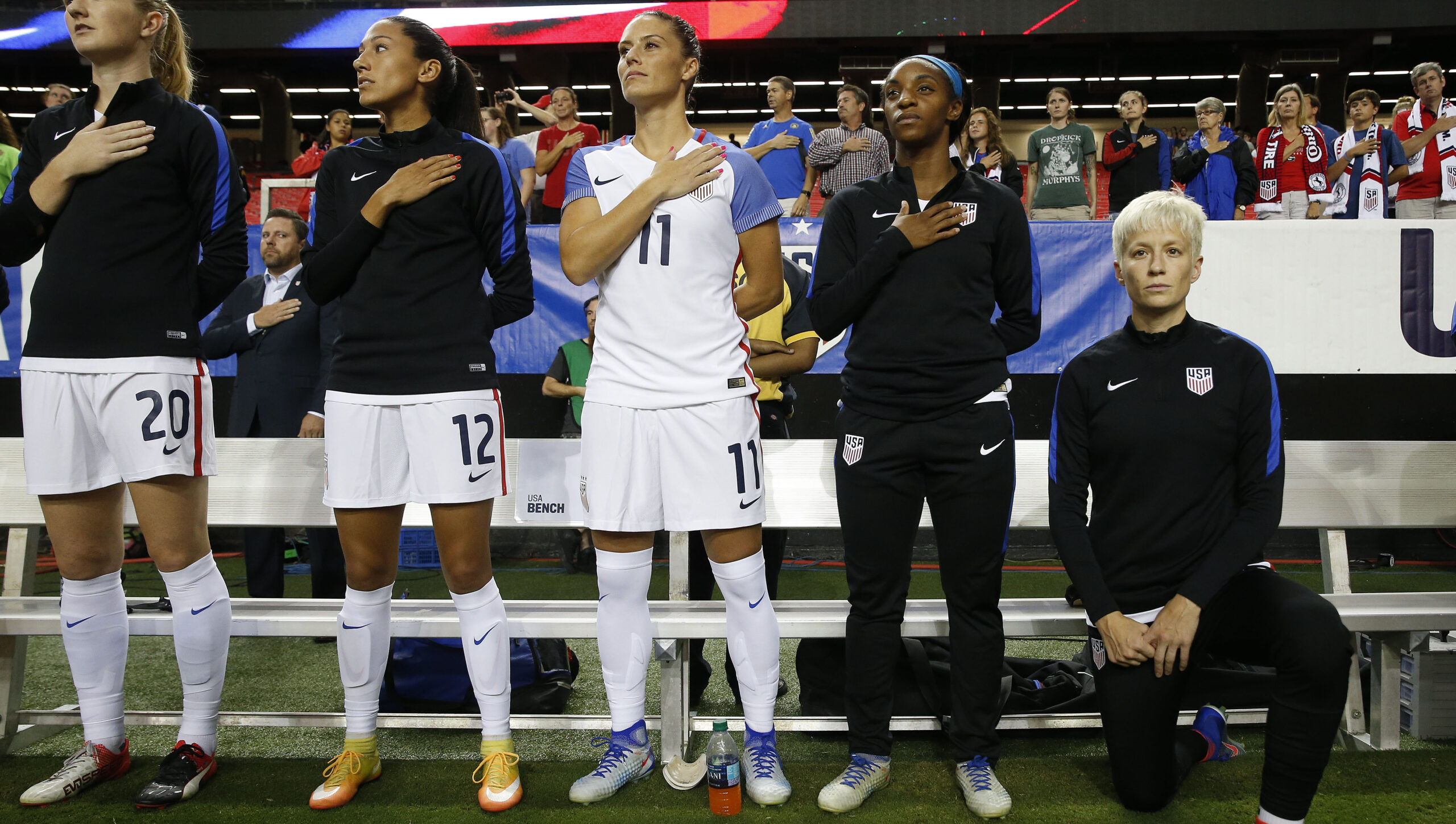 US soccer star Megan Rapinoe says she will ‘probably never sing the national anthem again’