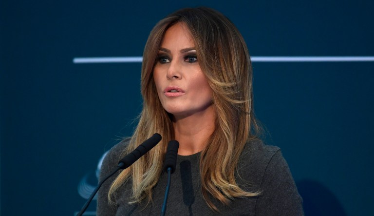 First lady Melania Trump speaks at the Family Online Safety Institute annual conference in Washington, Thursday, Nov. 15, 2018.