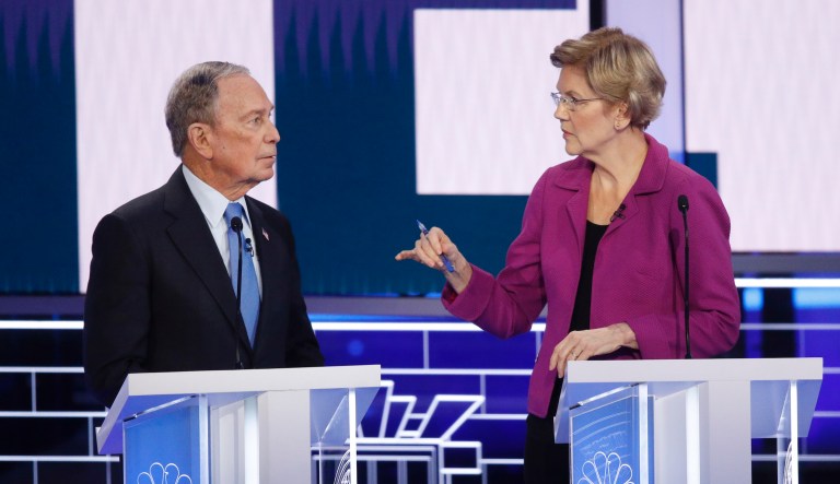 Warren mocks Bloomberg’s height