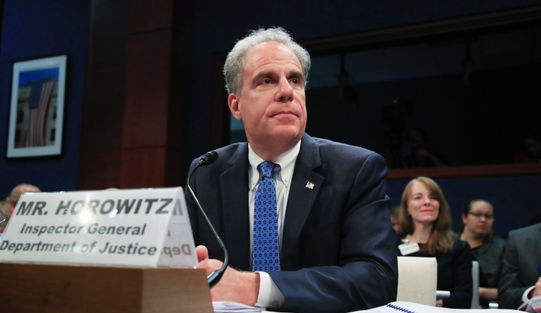 Department of Justice Inspector General Michael Horowitz testifies before a House Committee on the Judiciary and House Committee on Oversight and Government Reform joint hearing.                                                                                                                                                                    