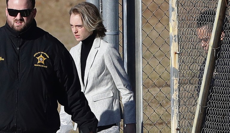 Michelle Carter leaves the Bristol County jail, Thursday, Jan. 23, 2020, in Dartmouth, Mass., after serving most of a 15-month manslaughter sentence for urging her suicidal boyfriend to kill himself in 2014.