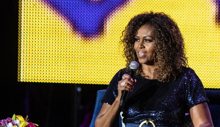 Michelle Obama and Gayle King speaks at the 2019 Essence Festival at the Mercedes-Benz Superdome, Saturday, July 6, 2019, in New Orleans.