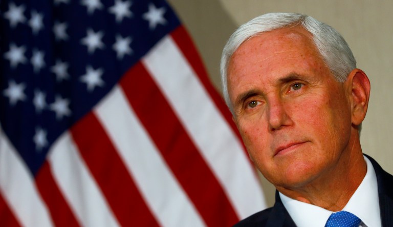 Vice President Mike Pence listens during a panel discussion at the NeuroDiagnostic Institute and Advanced Treatment Center, Friday, Sept. 27, 2019. The Vice President had a tour and met with others for a round table discussion.