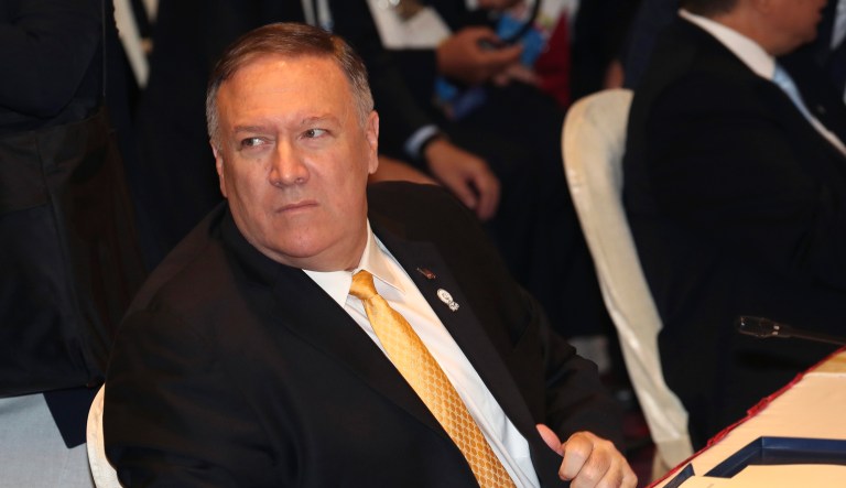 U.S. Secretary of State Mike Pompeo attends the East Asia Summit meeting in Bangkok, Thailand, Friday, Aug. 2, 2019. 