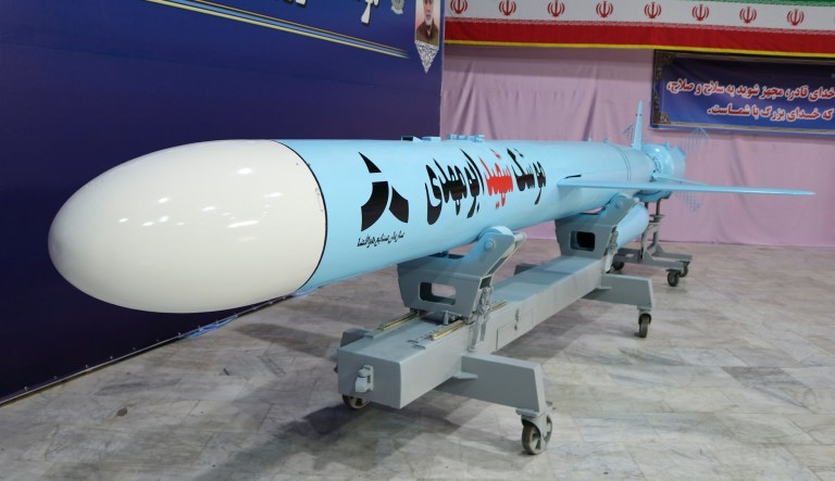 This picture released by the official website of the Iranian Defense Ministry on Thursday, Aug. 20, 2020, shows the "Martyr Abu Mahdi" missile in an undisclosed location in Iran. Iran unveiled two new missiles on Thursday â National Defense Industry Day in Iran. They are named after top Iranian Gen. Qassem Soleimani and Iraqi militia leader Abu Mahdi al-Muhandis, who were killed outside Baghdad's international airport in a U.S. strike in January. The Persian writing in the missile reads: the "Martyr Abu Mahdi" missile.