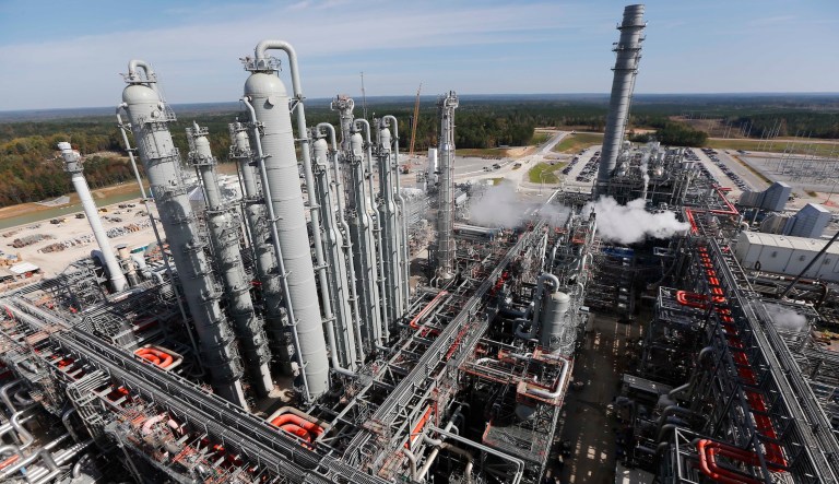 In this Nov. 16, 2015, photograph, an overview shows a section of the Mississippi Power Co. carbon capture plant in DeKalb, Miss.