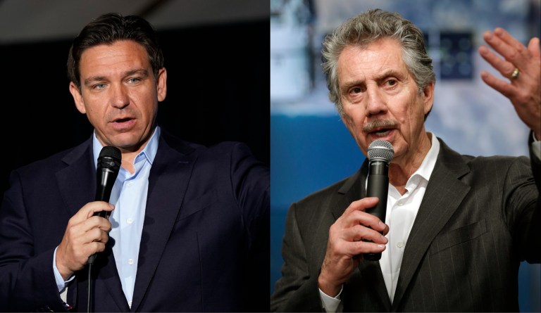 Republican presidential candidate Gov. Ron DeSantis (R-FL) and Robert Bigelow, founder and president of Bigelow Aerospace.