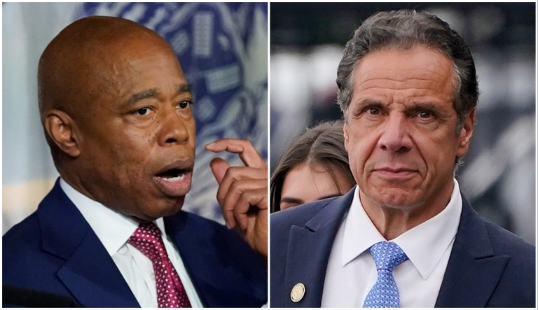 Eric Adams (left), Andrew Cuomo (right)