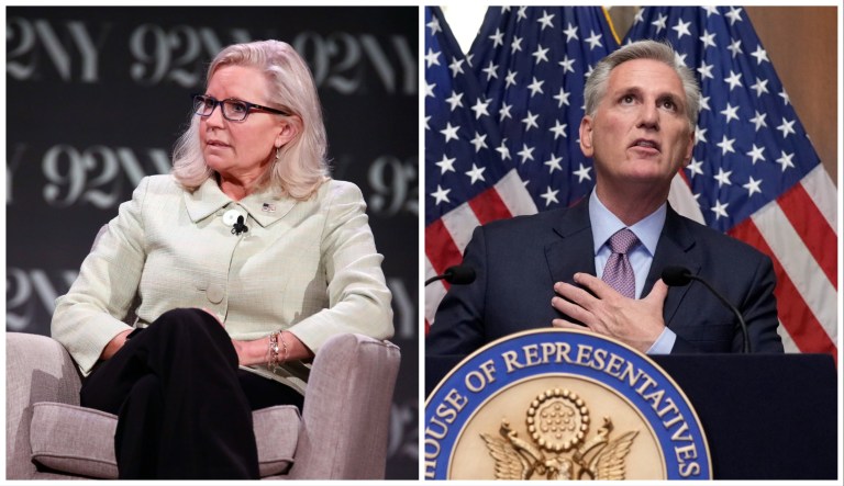 Former Republican Wyoming Rep. Liz Cheney and former House Speaker Kevin McCarthy (R-CA)