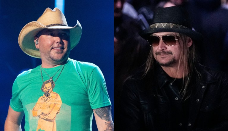 Music artists Jason Aldean, left, and Kid Rock, right.